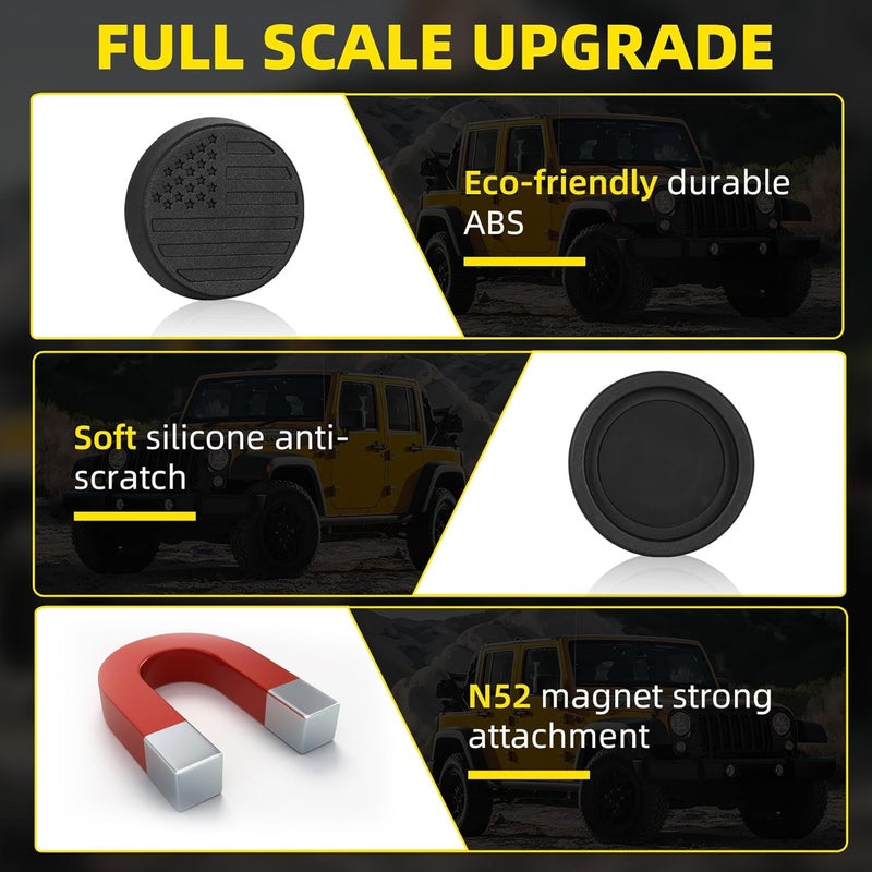 P Polerden Keyhole Covers Compatible with 2018-2025 Jeep Wrangler JL and Gladiator JT, 2 Front & 1 Tailgate, Strong Magnet Keyhole Decor Accessories for Door Lock Protection(Flag) - Image 5